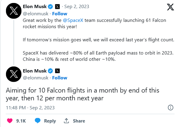 SpaceX historic 62 missions