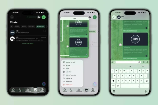 WhatsApp Liquid Glass design